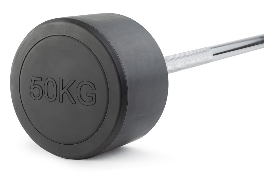 Штанга неразборная обрезиненная 50 кг. Прямой гриф. VictoryFit VF-DX4500