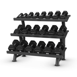 Стойка для гексагональных гантелей 3-ярусная на 10 пар Matrix Fitness Dumbbell Flat Rack