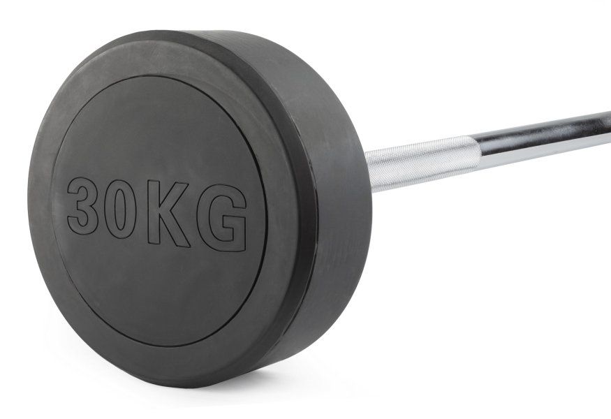 Штанга неразборная обрезиненная 30 кг. Прямой гриф. VictoryFit VF-DX4300