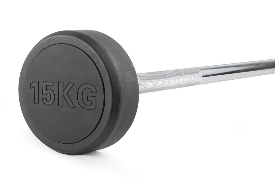 Штанга неразборная обрезиненная 15 кг. Прямой гриф. VictoryFit VF-DX4150