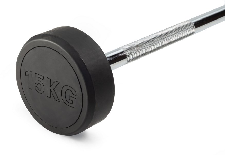 Штанга неразборная обрезиненная 15 кг. Прямой гриф. VictoryFit VF-DX4150