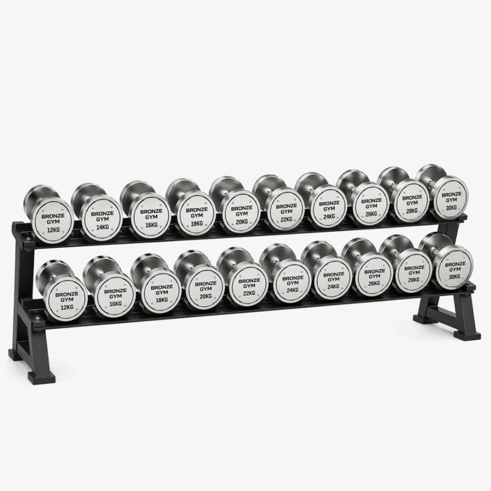 Набор стальных гантелей Bronze Gym 32–50 кг, 10 пар, шаг 2 кг