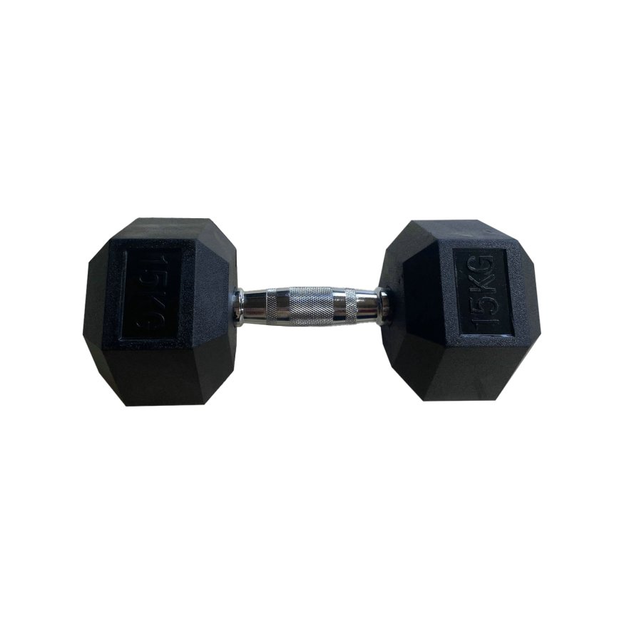 Обрезиненная гексагональная гантель INEX Hex Dumbbell 20 кг, черный, 1 шт