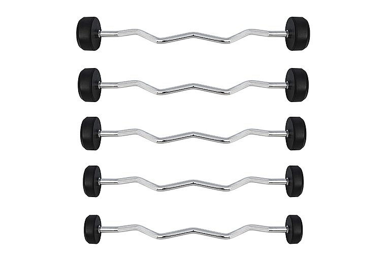 Комплект изогнутых фиксированных штанг, обрезиненных 5 шт  от 25 до 45кг