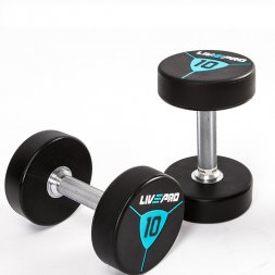 Гантели в уретане LIVEPRO Premium Urethane Dumbbells 14 кг, черный/синий