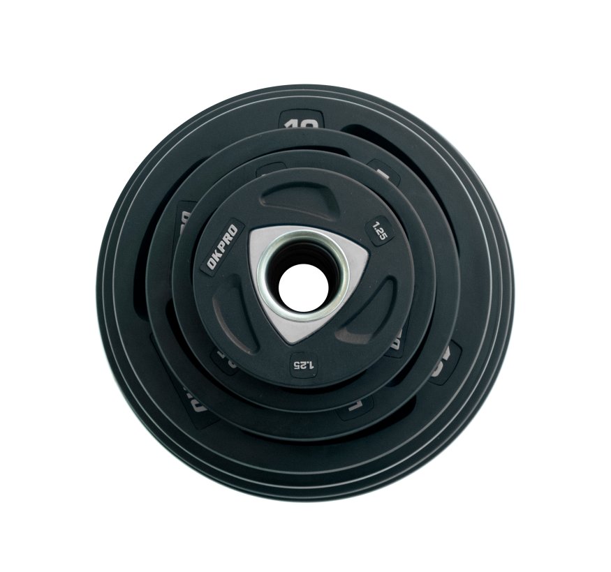 Диск олимпийский полиуретановый 10 кг OKPRO серый лого