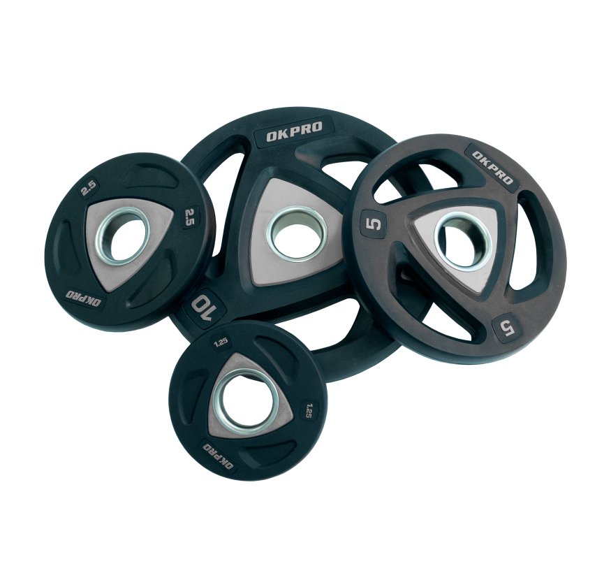 Диск олимпийский полиуретановый 15 кг OKPRO серый лого