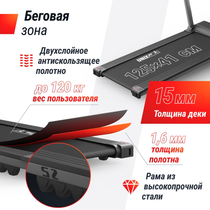 Беговая дорожка UNIX Fit Hi-tech S2 Metallic