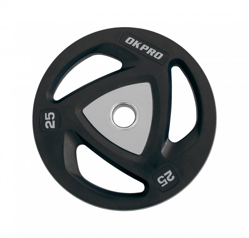 Диск олимпийский полиуретановый 25 кг OKPRO серый лого