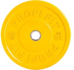 Диск для штанги каучуковый, цветной D51 мм PROFI-FIT 15 кг