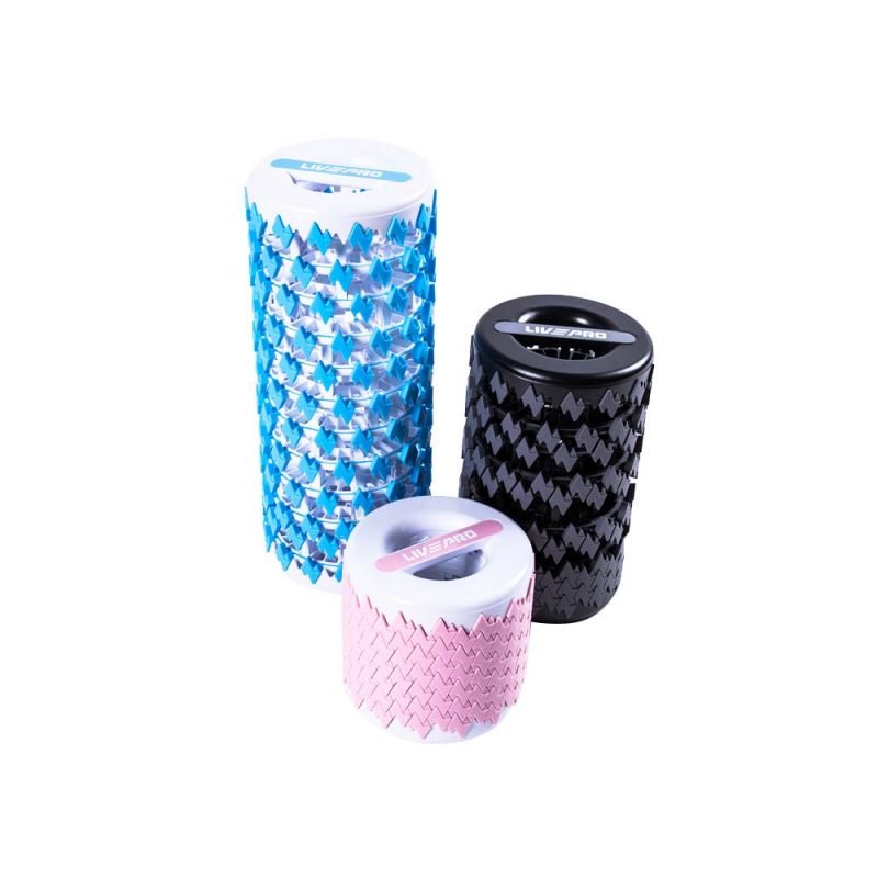 Складной массажный ролик LIVEPRO Telescopic Fascia Roller длина 13,5 - 35,5 см, диаметр 13,5 см, розовый
