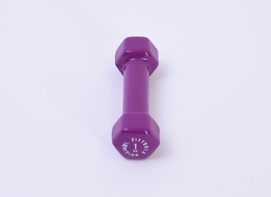 Гантель в виниловой оболочке 1 кг (Цвет - ярко пурпурный)