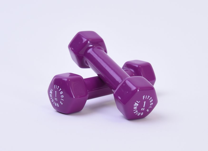Гантель в виниловой оболочке 1 кг (Цвет - ярко пурпурный)