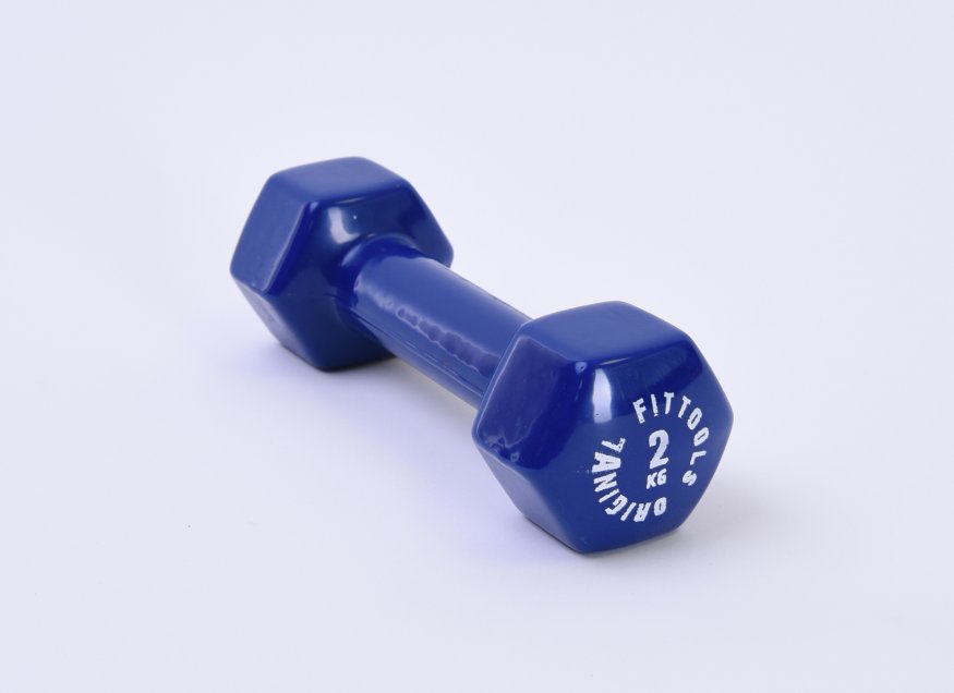 Гантель в виниловой оболочке 2 кг (Цвет - синий)