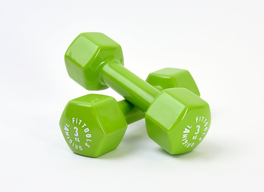 Гантель в виниловой оболочке 3 кг (Цвет - зеленый)