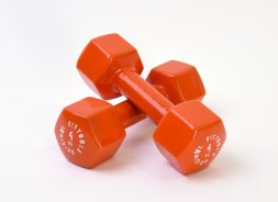 Гантель в виниловой оболочке 4 кг (Цвет - оранжевый)