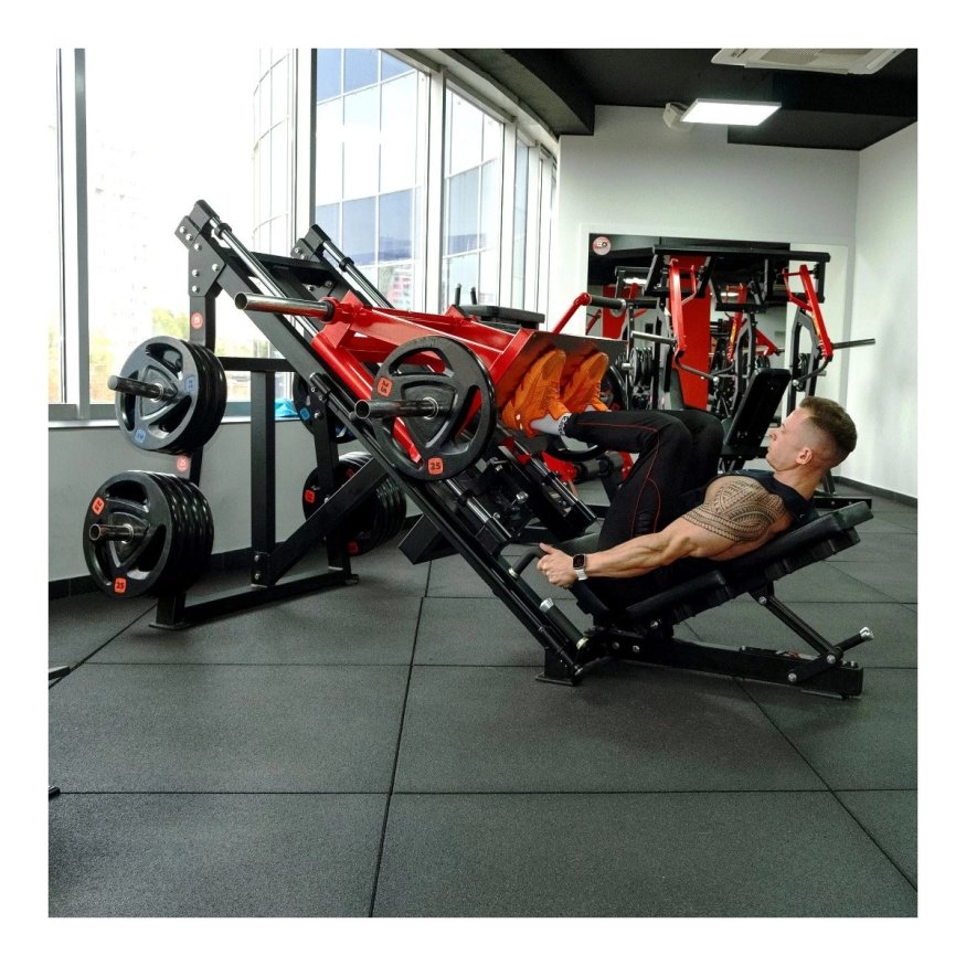 Жим ногами под углом 45 градусов на свободных весах Protrain PP191 (черно-желтый)