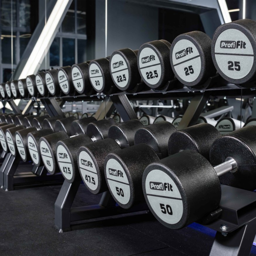 Гантельный ряд полиуретановый LEVEL (шаг 2,5 кг, 5 пар) PROFI-FIT 27,5-37,5 кг