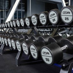 Гантельный ряд полиуретановый LEVEL (шаг 2,5 кг, 5 пар) PROFI-FIT 40-50 кг