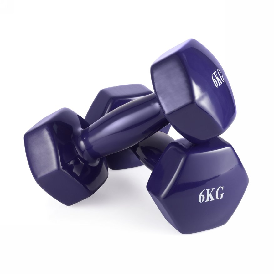 Гантель неразборная 6 кг. винил VictoryFit VF-DV060