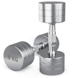 Гантель UNIX Fit PRO круглая хромированная 9 кг, 2 шт.