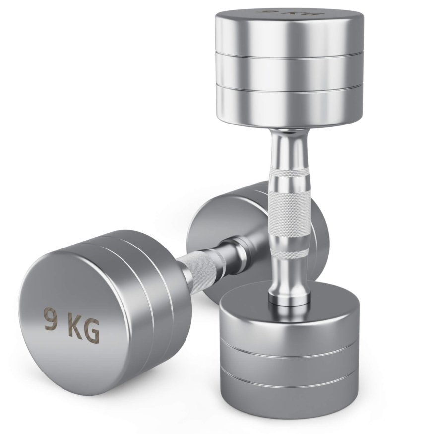Гантель UNIX Fit PRO круглая хромированная 9 кг, 2 шт.