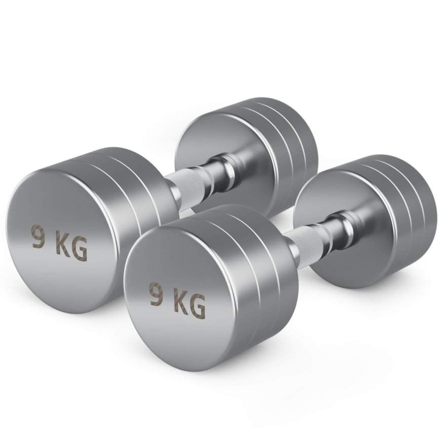 Гантель UNIX Fit PRO круглая хромированная 9 кг, 2 шт.