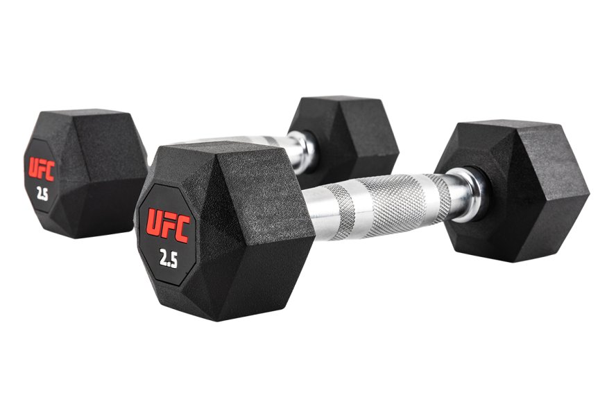Комплект обрезиненных октагональных гантелей 10 пар от 2,5 до 25кг UFC