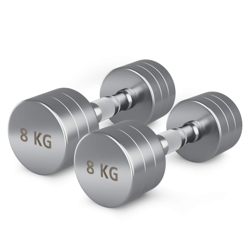 Гантель UNIX Fit PRO круглая хромированная 8 кг, 2 шт.