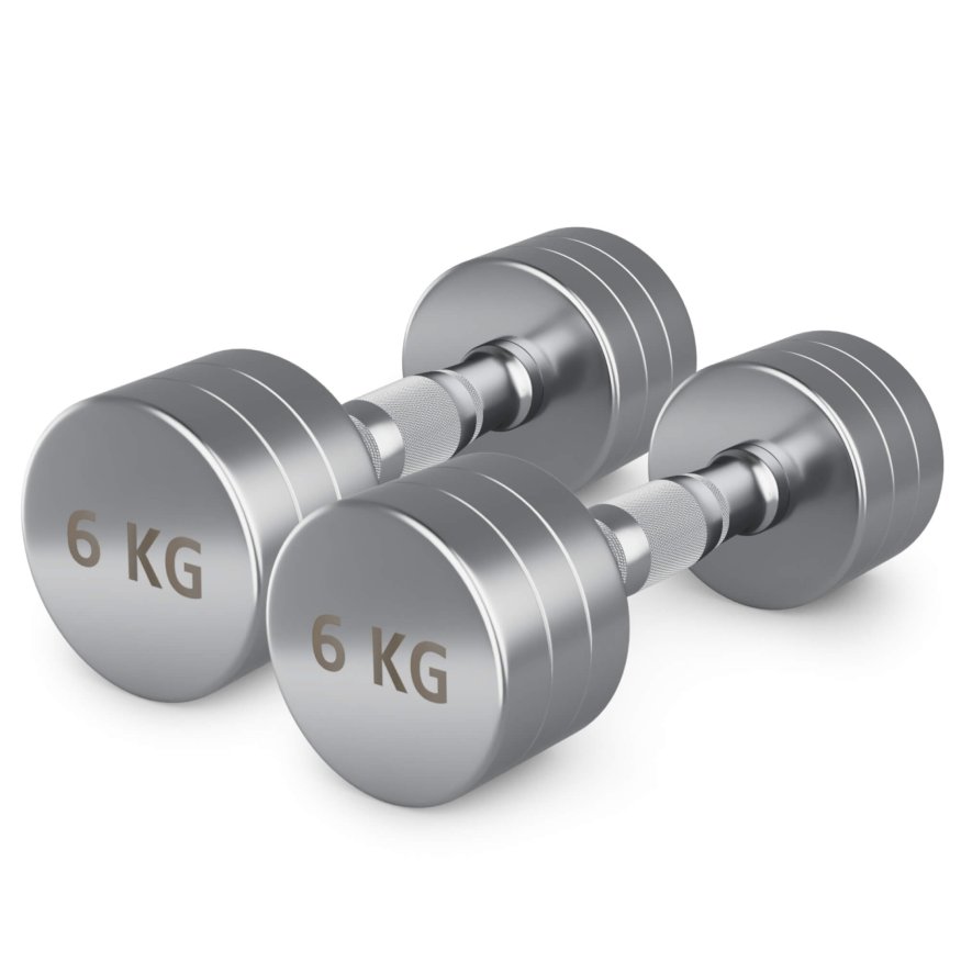 Гантель UNIX Fit PRO круглая хромированная 6 кг, 2 шт.