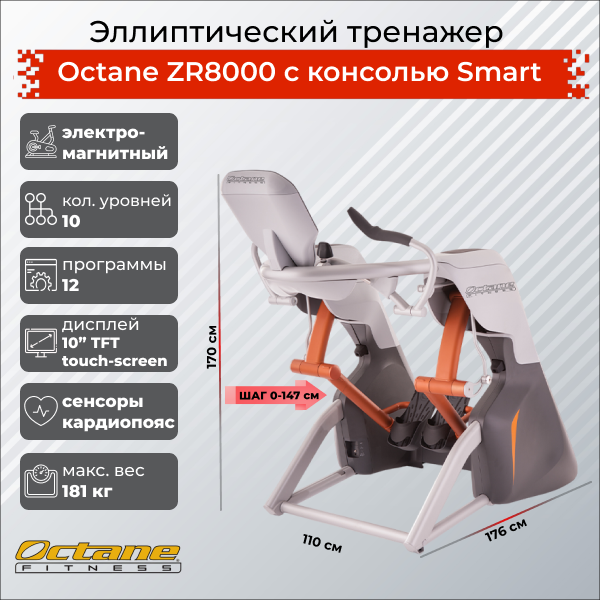 Эллиптический тренажер Octane ZR8000 с консолью Smart