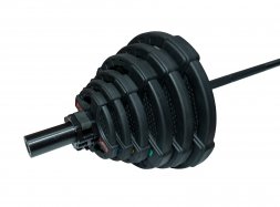 Штанга олимпийская 128 кг (диски с двумя хватами, черный гриф)