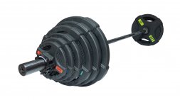 Штанга олимпийская 128 кг (диски с двумя хватами, черный гриф)