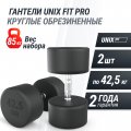 Гантель UNIX Fit PRO круглая обрезиненная 42,5 кг, 2 шт.