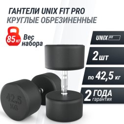 Гантель UNIX Fit PRO круглая обрезиненная 42,5 кг, 2 шт.