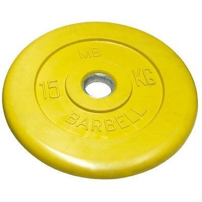 Блин &amp;quot;Стандарт&amp;quot; обрезиненный желтый MB 15 кг ф50 мм