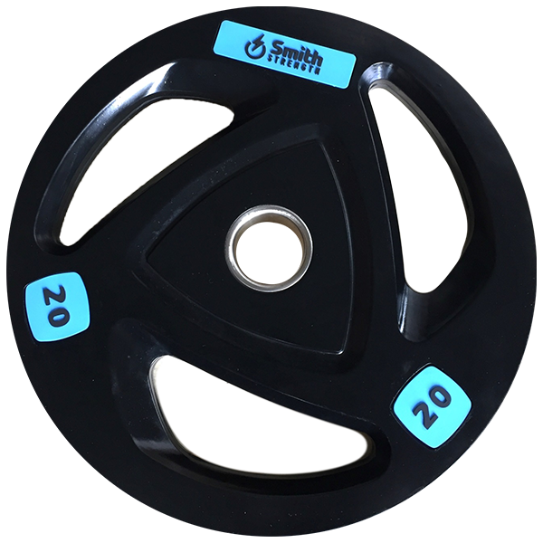 Диск для штанги Smith WP085-20 c 3-м хватом, обрезиненный, 20кг