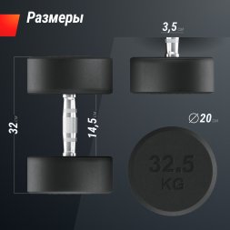 Гантель UNIX Fit PRO круглая обрезиненная 32,5 кг, 2 шт.