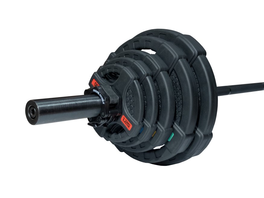 Штанга олимпийская 88 кг (диски с двумя хватами, черный гриф)