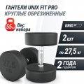 Гантель UNIX Fit PRO круглая обрезиненная 27,5 кг, 2 шт.