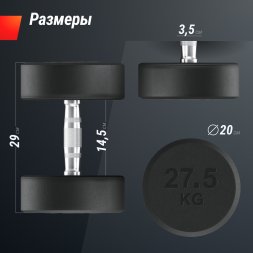 Гантель UNIX Fit PRO круглая обрезиненная 27,5 кг, 2 шт.