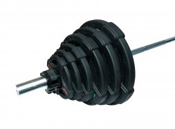 Штанга олимпийская 128 кг (диски с двумя хватами, хромированный гриф)