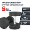 Гантель UNIX Fit PRO круглая обрезиненная 20 кг, 2 шт.