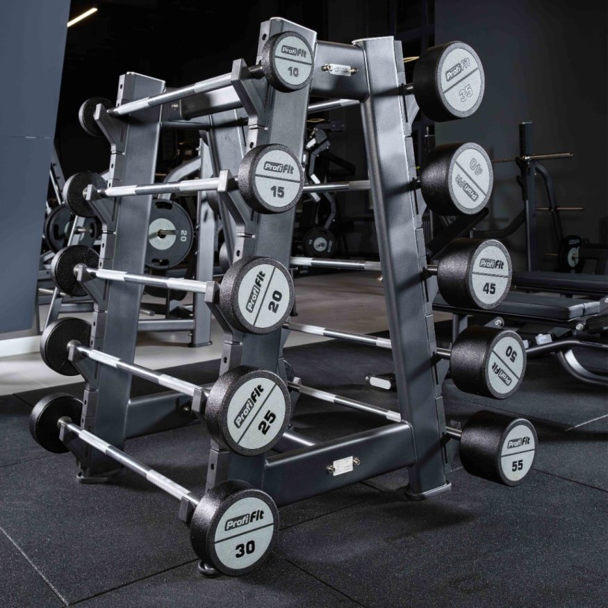 Набор прямых полиуретановых штанг LEVEL (шаг 5 кг, 5 шт) PROFI-FIT 35-55 кг