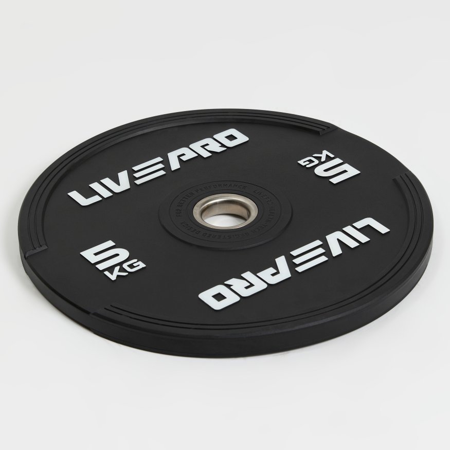 Бампированный диск LIVEPRO Rubber Bumper Plate 20 кг, черный/синий