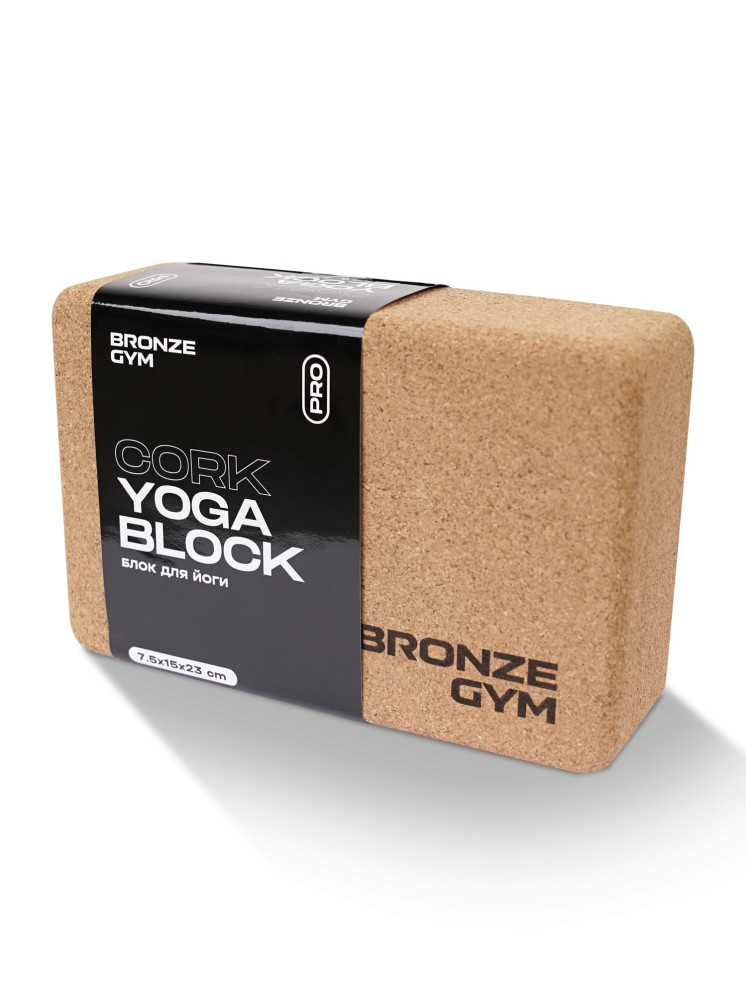Блок для йоги BRONZE GYM, 23х15х7, 5 см., пробка
