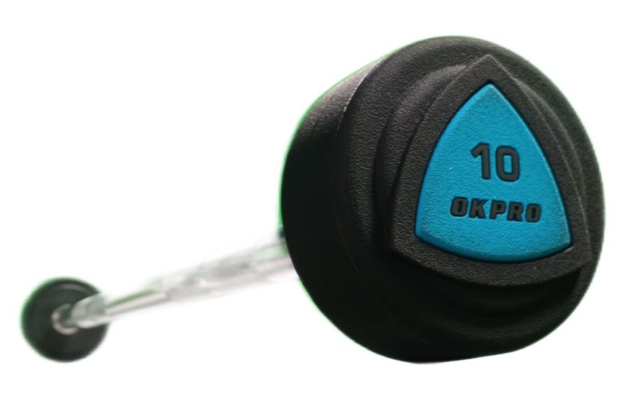 Набор фиксированныйх полиуретановых штанг от 10 до 50 кг шаг 5 кг (9 штанг) OKPRO