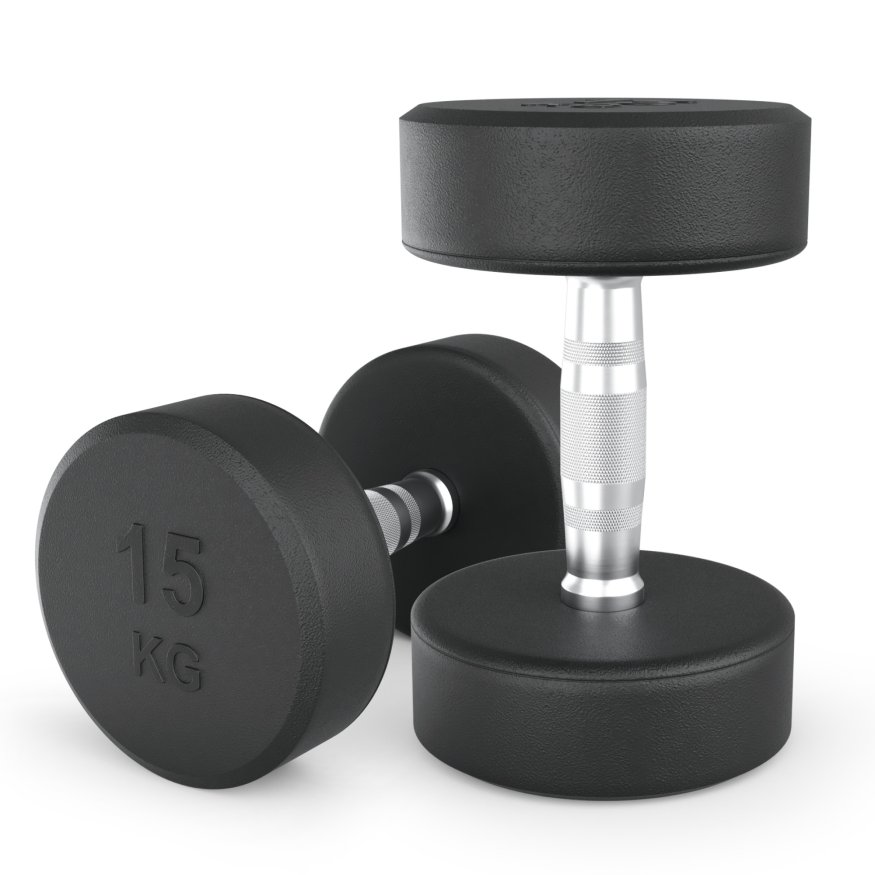 Гантель UNIX Fit PRO круглая обрезиненная 15 кг, 2 шт.