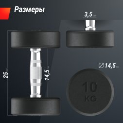 Гантель UNIX Fit PRO круглая обрезиненная 10 кг, 2 шт.