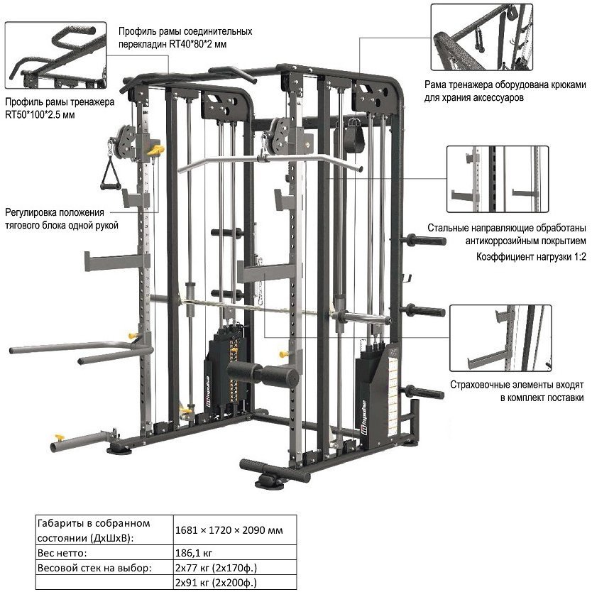 Многофункциональный силовой комплекс ENCORE ES2100 со встроенными весовыми стеками - 2 * 77 кг